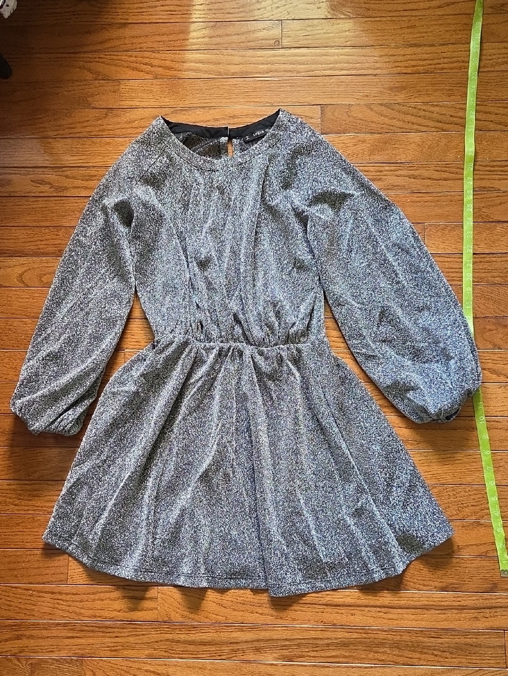 SHEIN Silver Glitter Long-Sleeve Party Dress for Girls